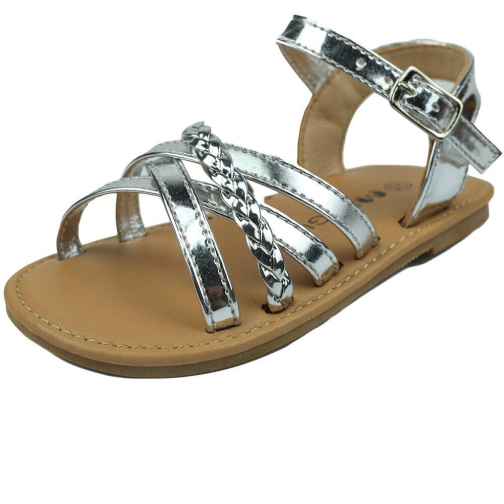 Girls Leather Cross Strap Sandals